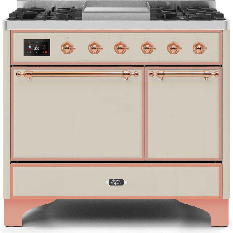 ILVE Majestic II 40 in Dual Fuel Range, Graphite Matte/Copper, Natural Gas