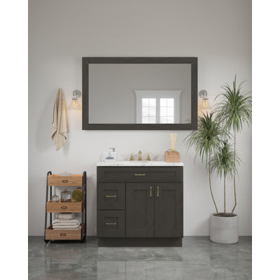 54-in x 34-in Shaker Framed Vanity Mirror, Smokey Grey, CDD9B59A141D40EC84981E8DF2773051