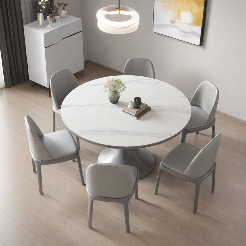 Ensemble de table de salle à manger simple et moderne, H 29,5 po x L 47,2 po x l 47,2 po, Blanc / Gris