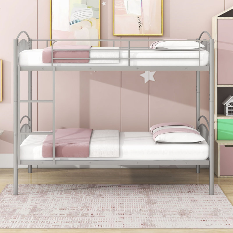 Gregario Kids Twin Over Twin Bunk Bed, Silver