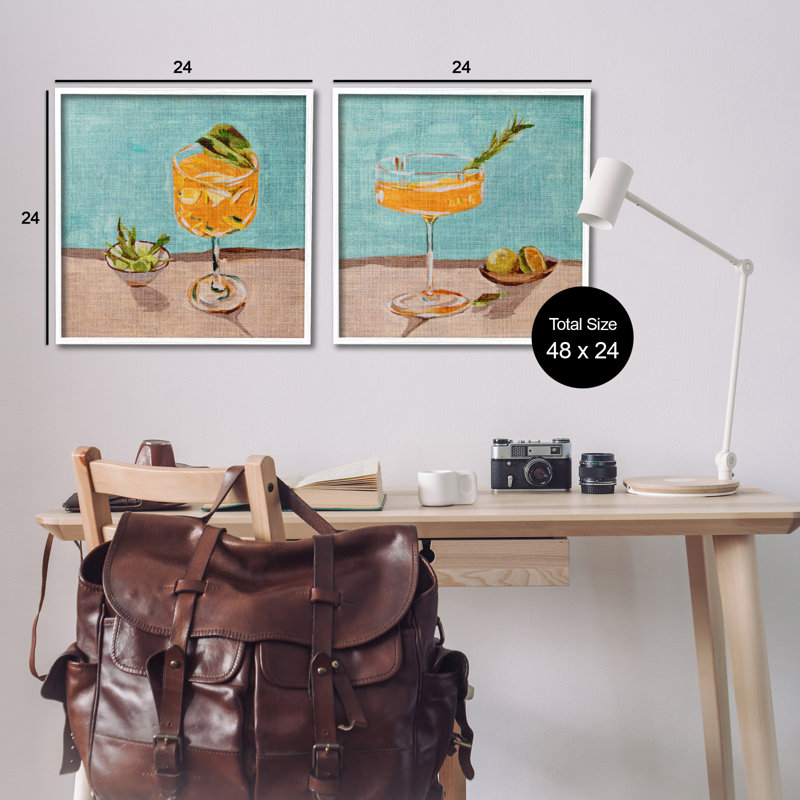  «Orange Cocktail Still Lifes», ensemble de 2 giclées par Melissa Wang, H 24 po x l 24 po