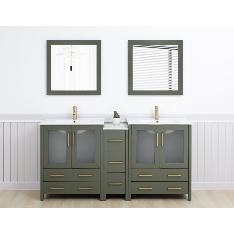 72" Double Bathroom Vanity with Top with Mirror