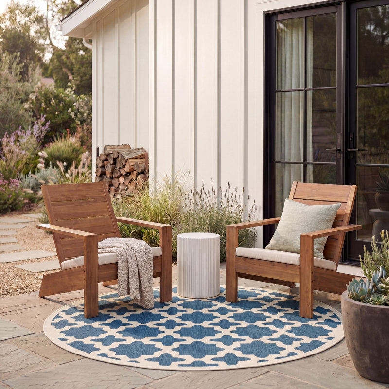 Herefordshire Performance Geometric Indoor/Outdoor Area Rug, Round 5'3"