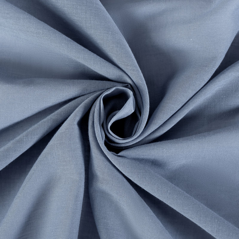 Denim Blue Cotton Sheer Rod Pocket Curtain Panel 50" x 63"