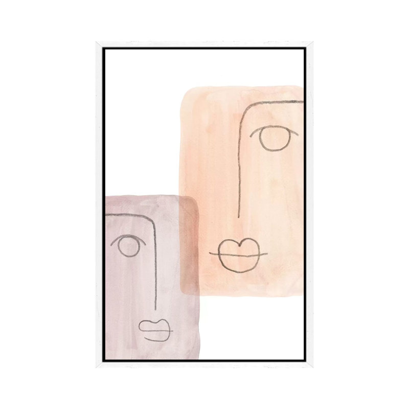 Abstract Faces II - Painting on Canvas, 66.04cm H x 45.72cm W x 3.81cm D, White Framed