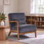 Pink Corduroy Accent Armchair with Solid Wood Frame & Back Cushion, Cozy Upholstered Reading Chair-1893251579