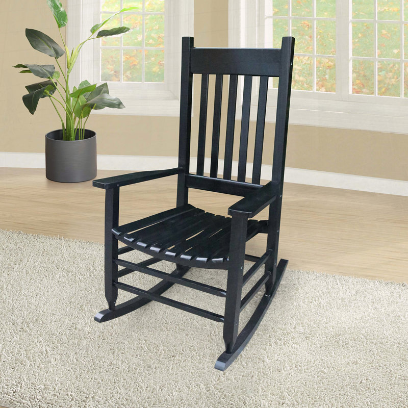 Chaise berçante en bois massif, Noir