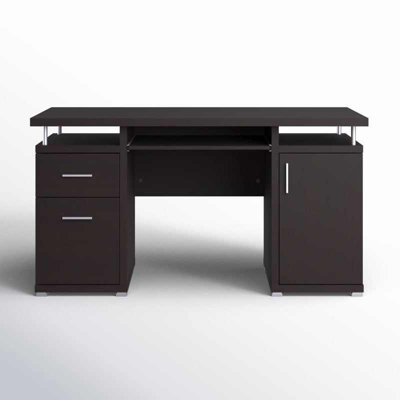 Bureau d'ordinateur en bois manufacturé Azayliah, Brun