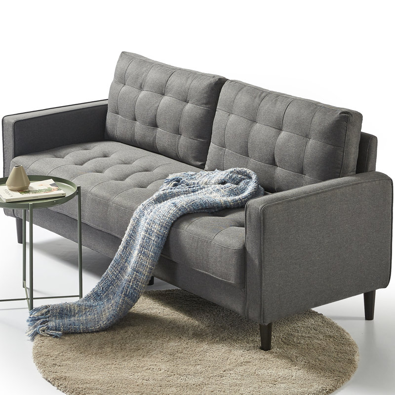 Canapé à accoudoirs carrés 75,28 po Gwendoline, Gris foncé