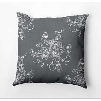 Housse et insert de coussin carré d'extérieur Botanical Blooms Morning Birds