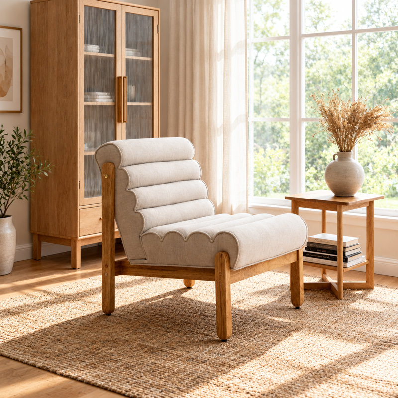 Fauteuil d'appoint moelleux avec cadre en bois massif