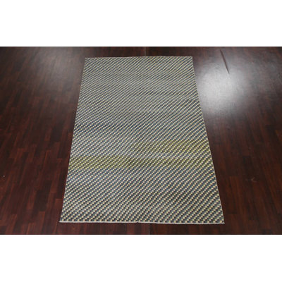 Tapis oriental unique à carreaux Gabbeh Kashkoli noué à la main 6 pi 6 po x 9 pi 11 po