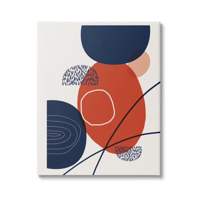 Motif de formes modernes et abstraites de cercles bleus rouges par Urban Epiphany, L 16 po x H 20 po