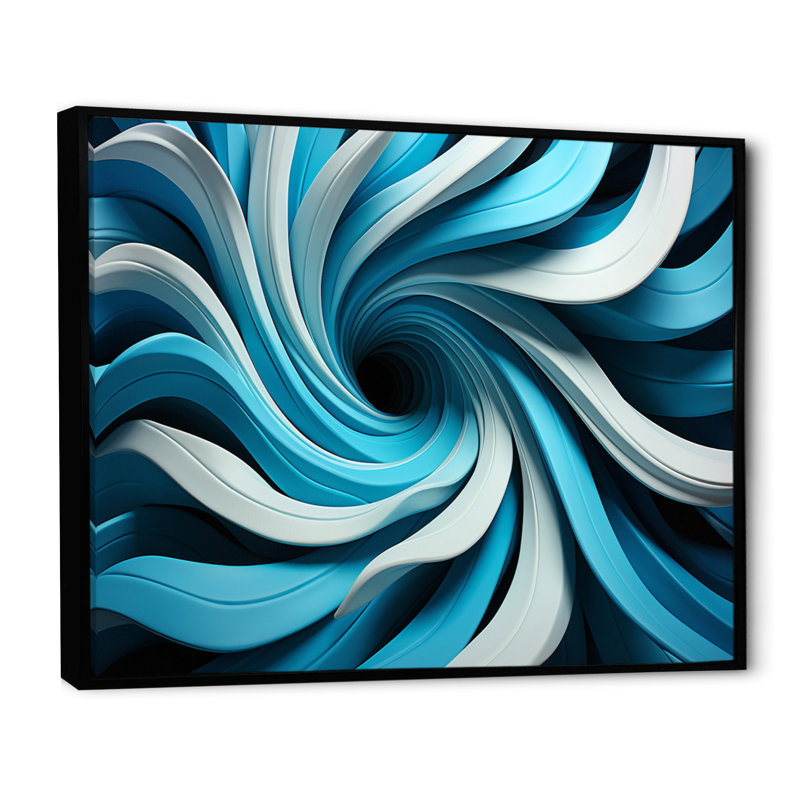 Op Blue Focus VII sur toile, Cadre flottant noir, H 30 po x l 40 po x P 1,5 po
