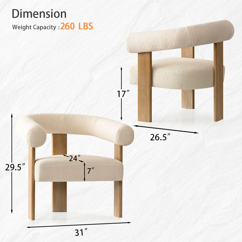 Zhenja 31" W Upholstered Tight Back Accent Chair