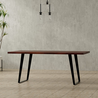 Delta 72"W Solid Acacia Dining Table, Industrial Style with Live Edge