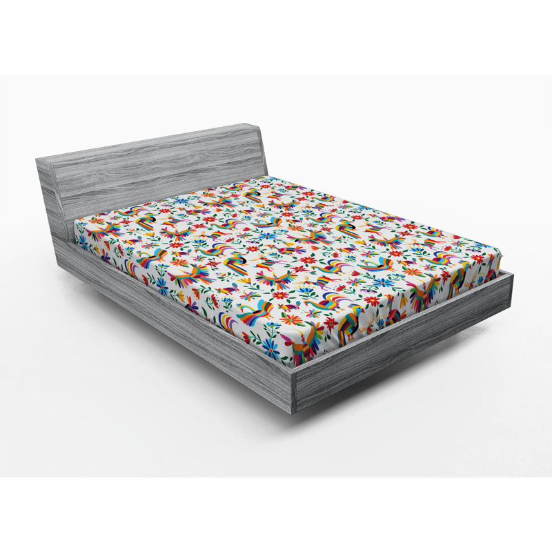 Microfiber Fitted Sheet, Queen Fitted Sheet, White/Blue Abstract