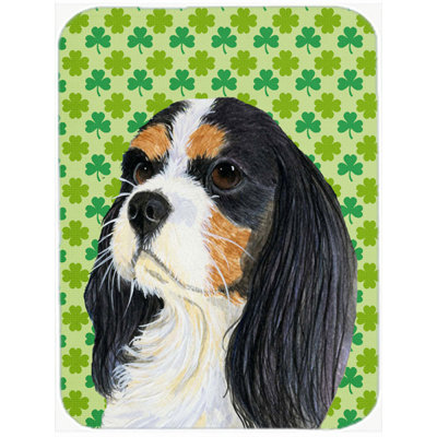 Caroline's Treasures Shamrock Lucky Irish Cavalier Spaniel St. Patrick's Day Portrait Glass Cutting Board