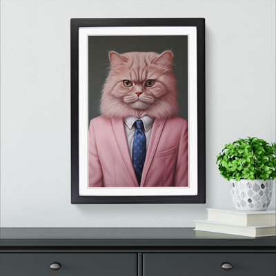 Persian Cat In A Suit Painting - Single Picture Frame Print on Wood