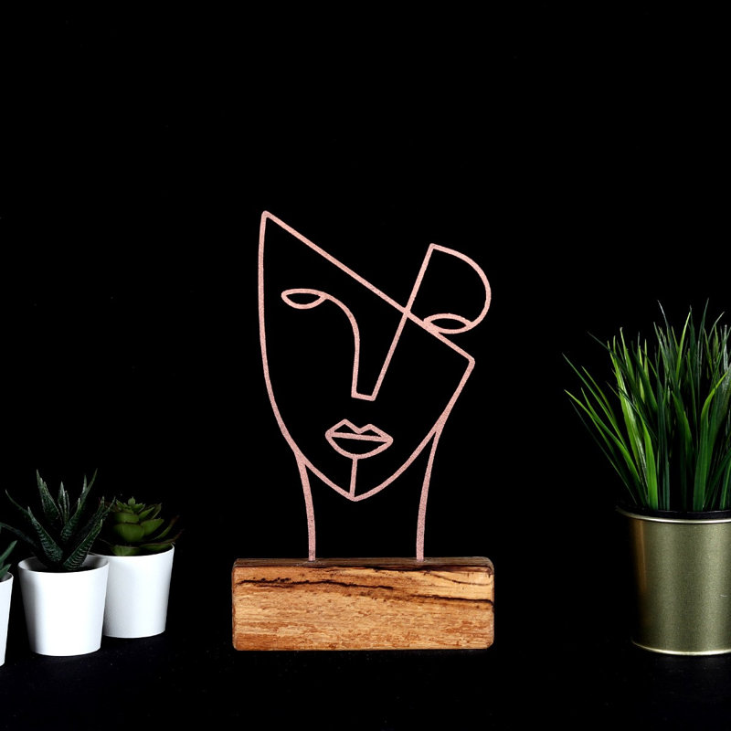 Elegant Decorative Object, Bronze Finish, 6.7 x 11.8 x 1.4 inches | 100% Metal with 2 mm Thickness, Base: 100% Wood | Perfect Accent for Home Decor, Stylish and Durable Design for Any Space
