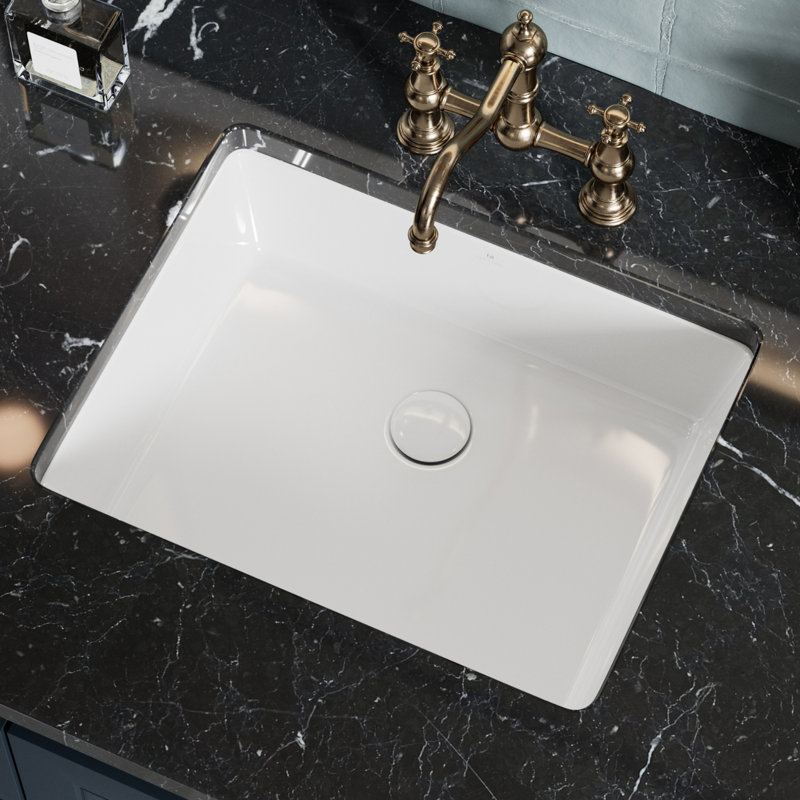 20-Inch White Gloss Ceramic Undermount Bathroom Sink