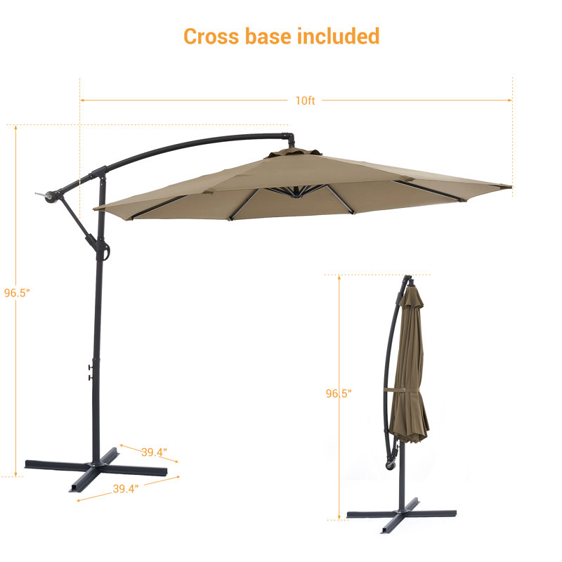 Parasol en porte-à-faux rond 120 "Atanase, Taupe