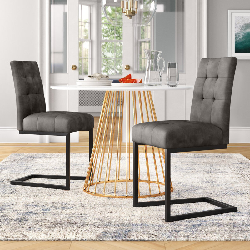 Phillippi 50cm H Tufted Polyester Blend Upholstered Cantilever Chair