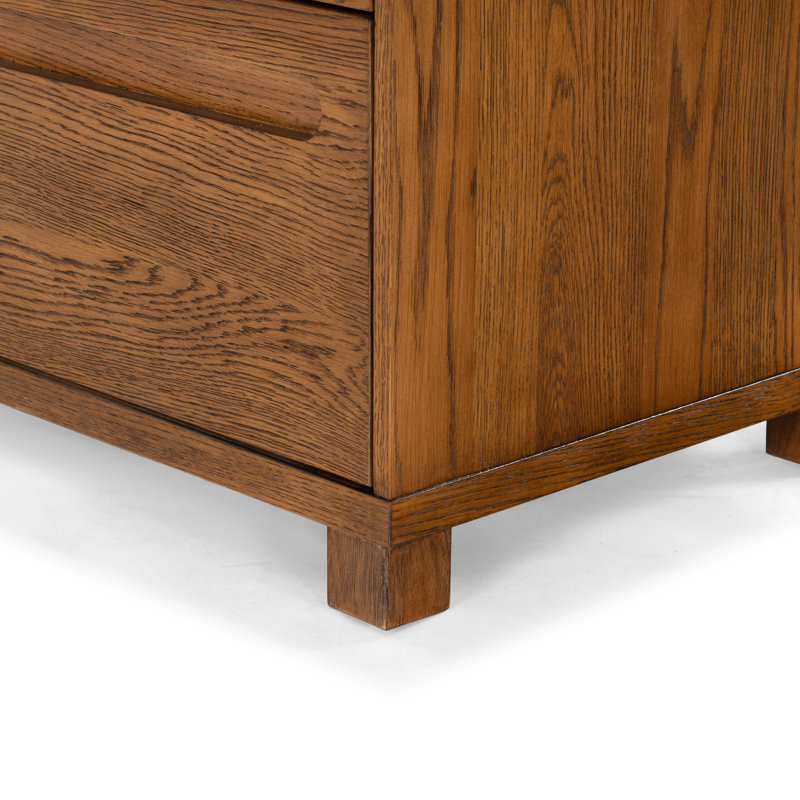 Lesheka 2 Drawer Wood Nightstand, Medium Oak