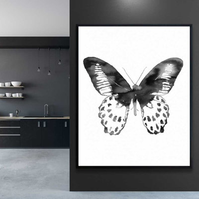 Black Butterfly - Living Room Black Framed Canvas Art Decor