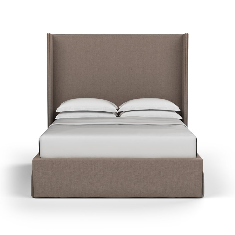Kaiser Upholstered Wingback Bed, Twin, Box Weave Linen Pumice