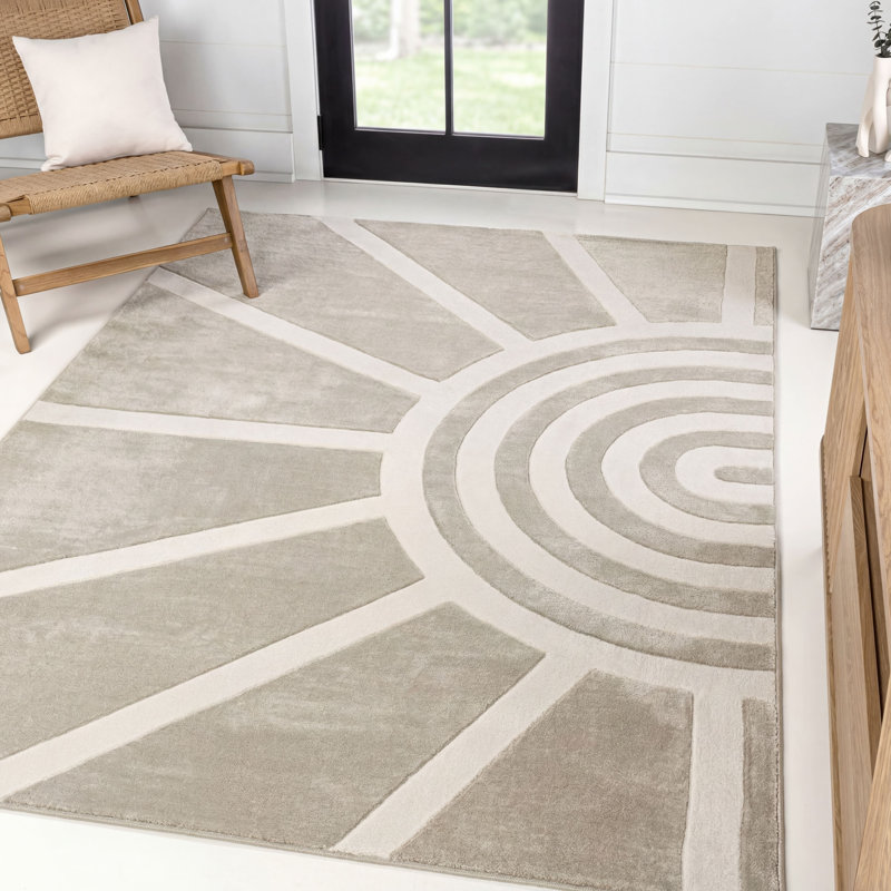 Tapis beige / crème Berangere Mid-Century Scandinavian, Rectangle 3 pi 11 po x 6 pi