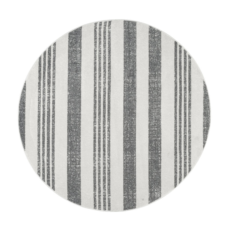 Striped Indoor Rug, Round 5'3"