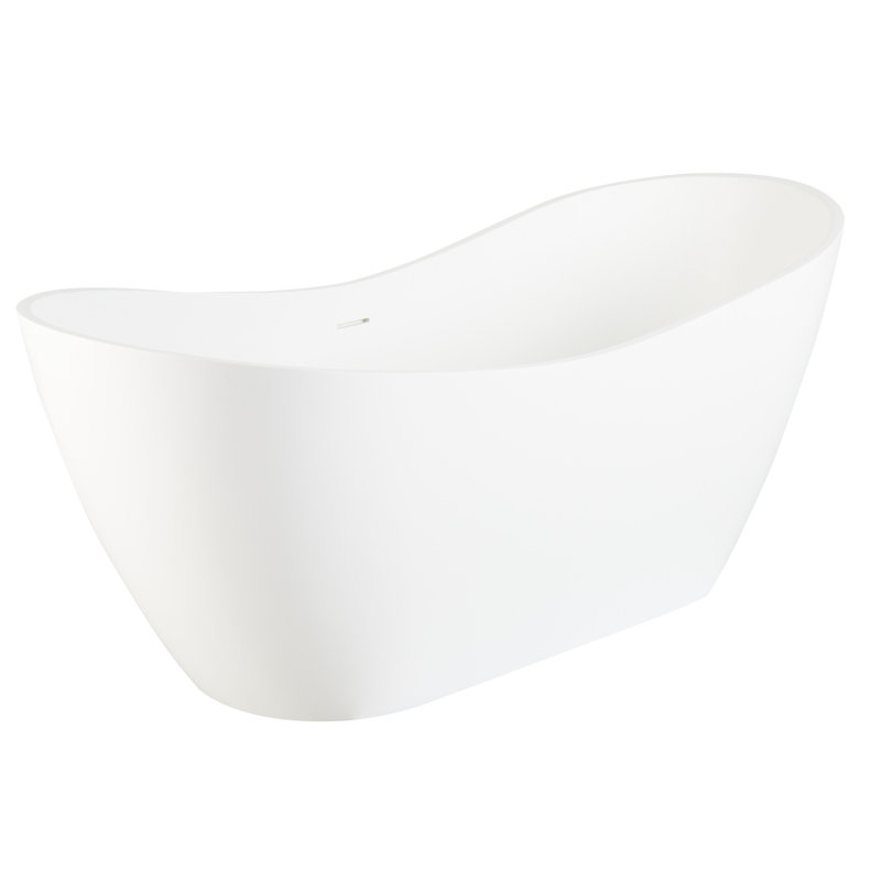 Sheba 67" Solid Surface Soaking Double Slipper Freestanding Tub with Integrated Drain and Overflow