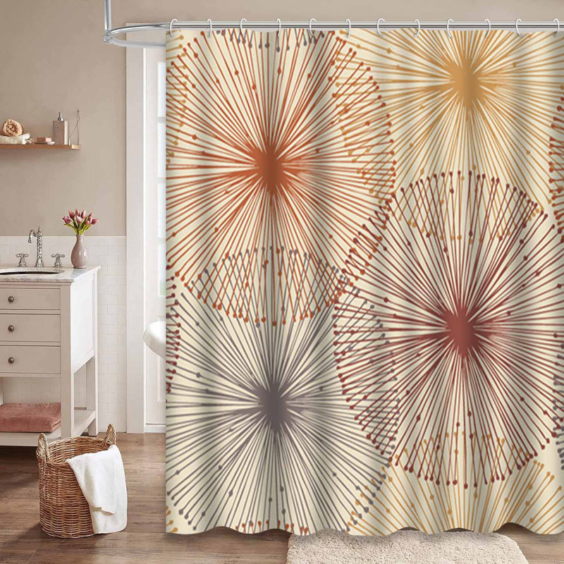 Rideau de douche imperméable à motif floral avec 12 crochets, L 72 po x l 84 po
