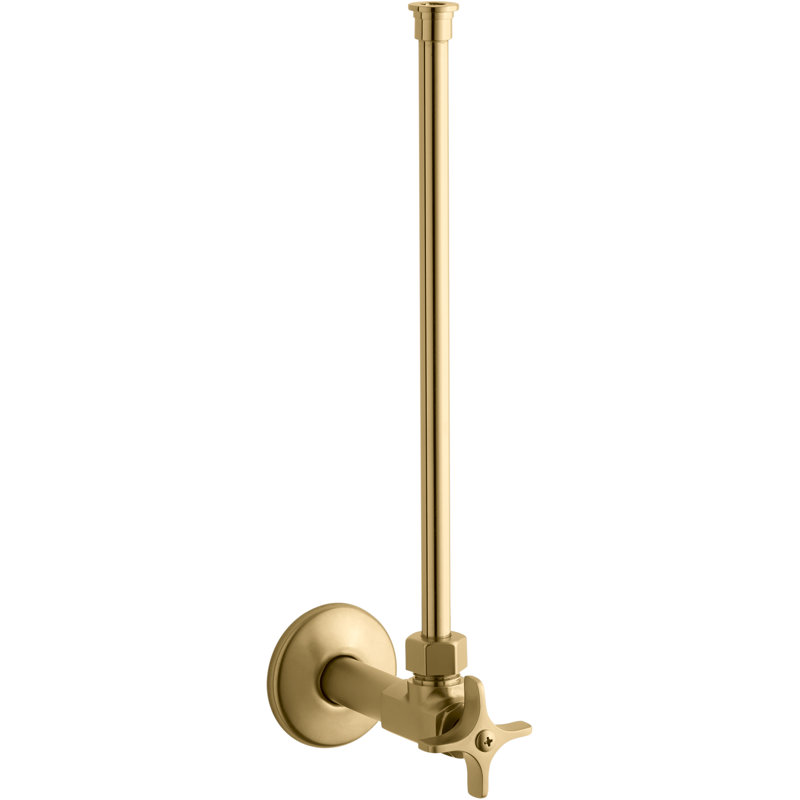 1/2-In NPT Angle Supply With Stop With Cross Handle And Annealed Vertical Tube, Vibrant Brushed Moderne Brass