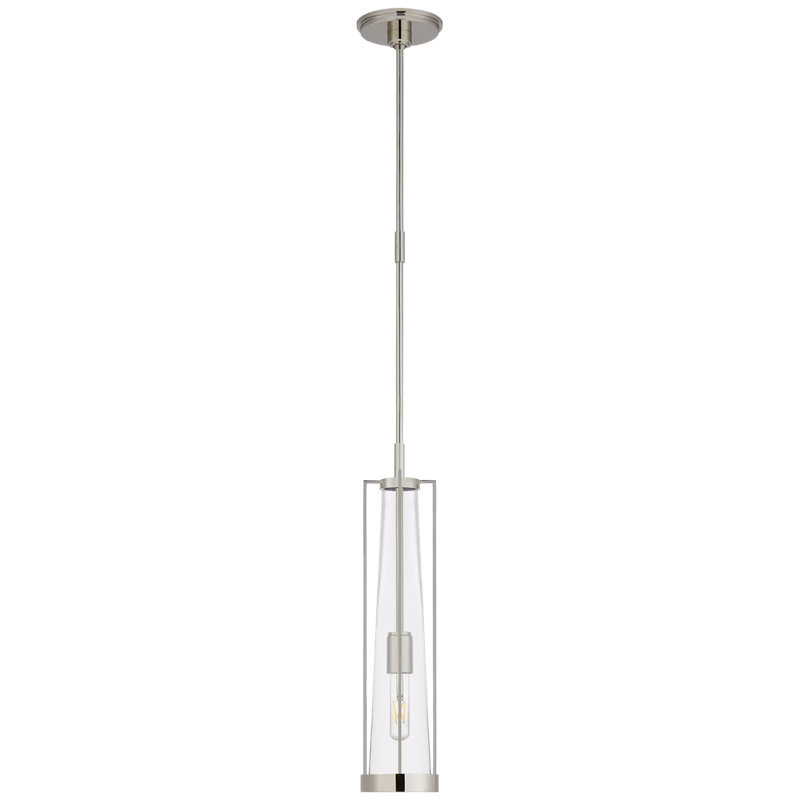 Thomas O'Brien Calix Tall Pendant, Polished Nickel, Clear