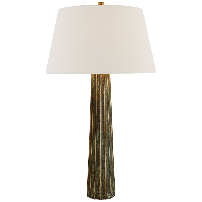 Chapman & Myers Fluted Spire Large Table Lamp, White, Fabric