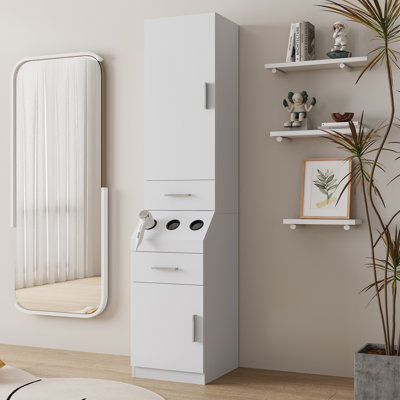 Armoire de rangement pour cheveux avec 2 tiroirs et 3 porte-outils chauds