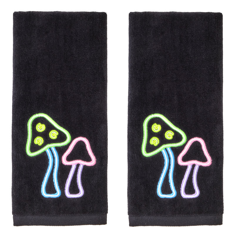 NEON MUSHROOMS EMB HAND-BLACK
