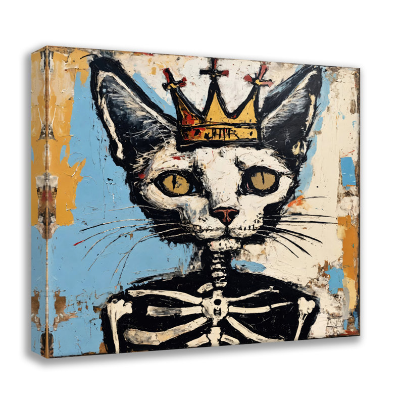 Chat 24-Hommage-Basquiat, estampe numérique sur toile tendue avec châssis, H 15 po x l 15 po