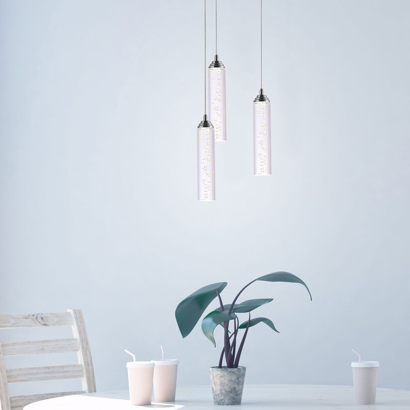 Ardrie 3 - Light Chrome Cluster Pendant, 6.7" H x 1.8" W x 1.8" D