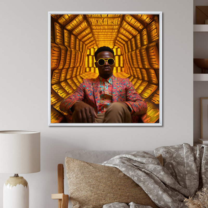«American American rapper», impression sur toile, H 36 po x l 36 po x P 1,5 po, Cadre flottant blanc