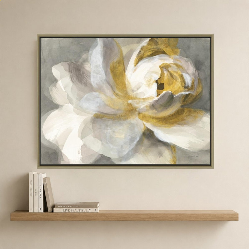 «Abstract Rose Gold» par Danhui Nai, impression sur toile, H 34 po x l 44 po, Beveled Floating Frame, Champagne