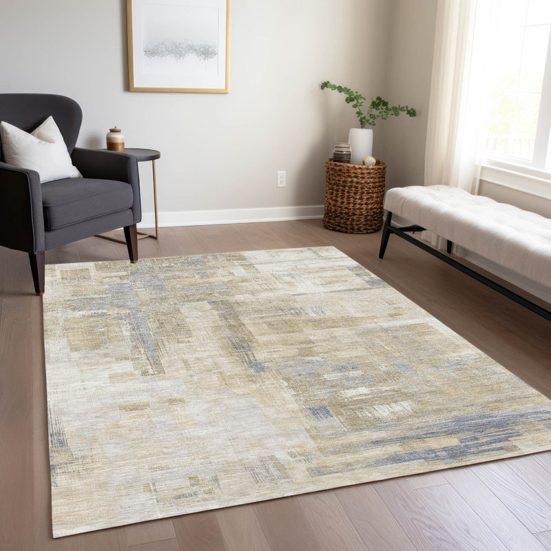 Tapis ivoire intérieur / extérieur lavable en machine Christain ACN1340, Rectangle de 10 pi x 14 pi