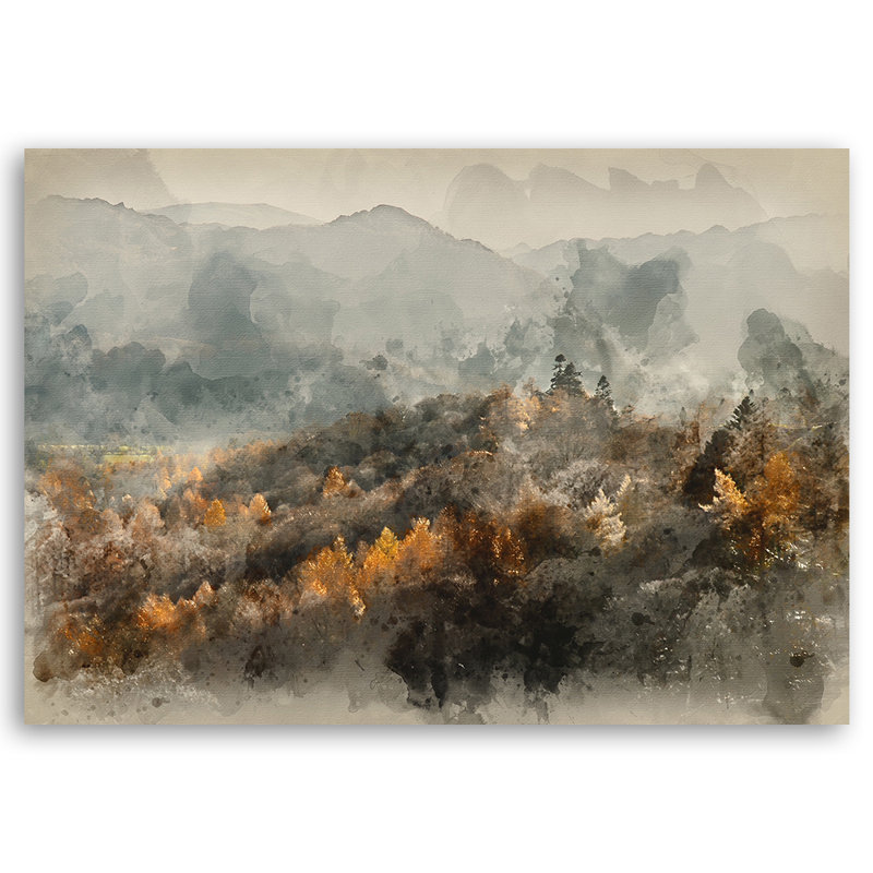 Autumn Forest In The Fog - No Frame Print on Canvas, 70cm H x 100cm W