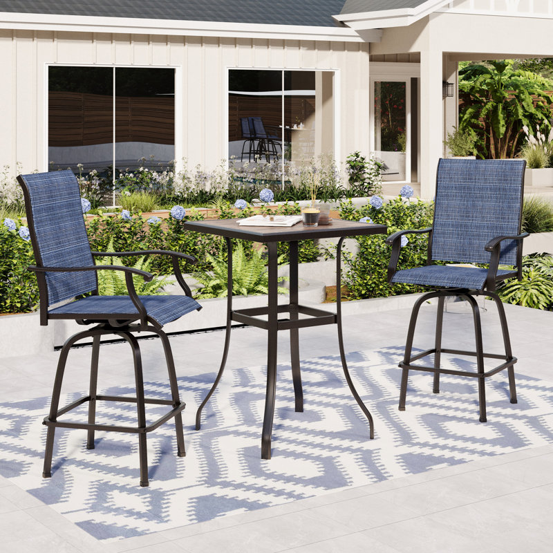 Naksh 27.5" L 2-Person Swivel Bar Height Dining Set 