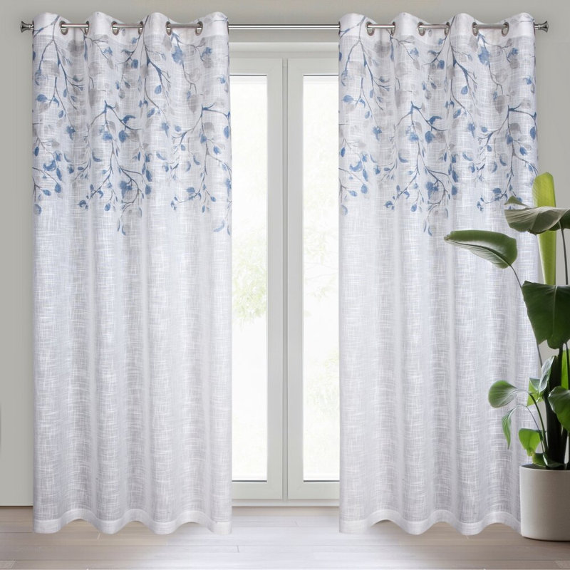 Roodhouse Semi Sheer Curtain, Blue