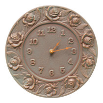 Whitehall Ivy Silhouette Clock & Thermometer Package, Bronze, Set Of An Aluminum Analog Clock And Dial Thermometer With Ivy Pattern
