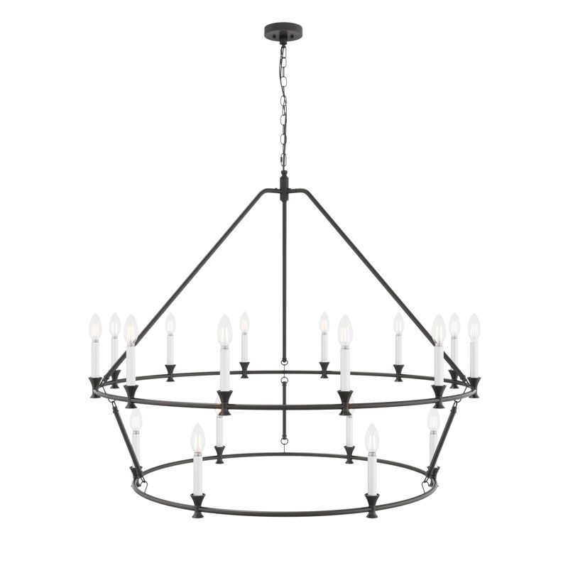 Lustre rustique noir à 2 niveaux Vreneli
