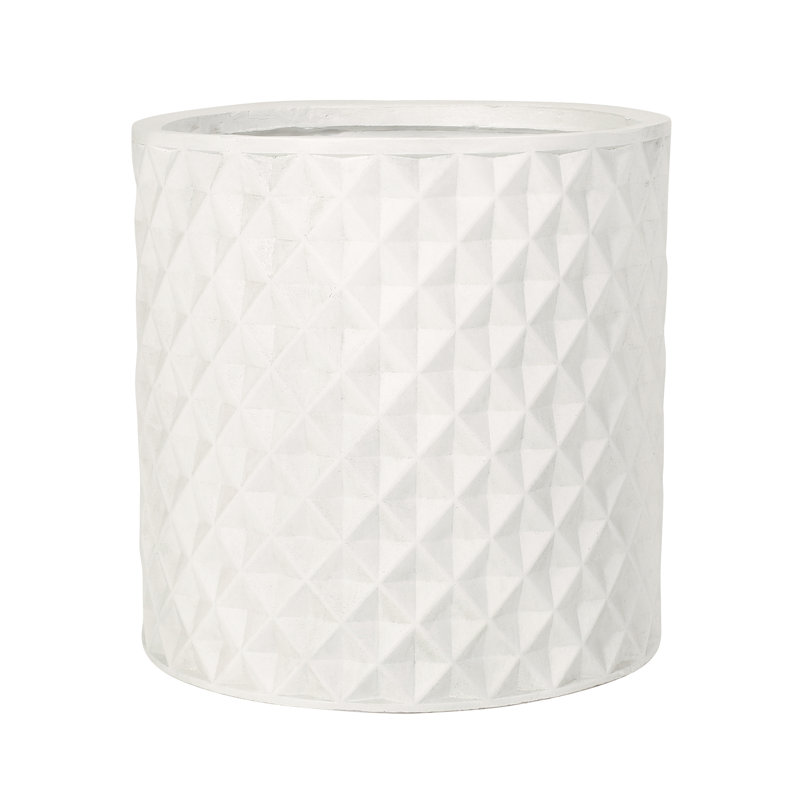 Planter - 15.44" Magnesium Oxide Antique White Color Natural Stone Look For Outdoor Beauty Dimension Lightweight Concrete Enhances Appeal